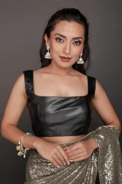 Meja Black Vegan Leather Custom Blouse