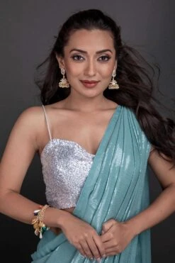 Belisima Silver Sequins Thin Strap Blouse -One Minutesaree Shop 785A4425