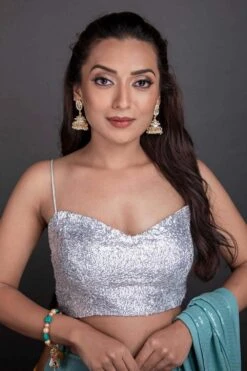 Belisima Silver Sequins Thin Strap Blouse