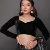 Bianca Black Velvet Custom Design Blouse -One Minutesaree Shop 785A5049