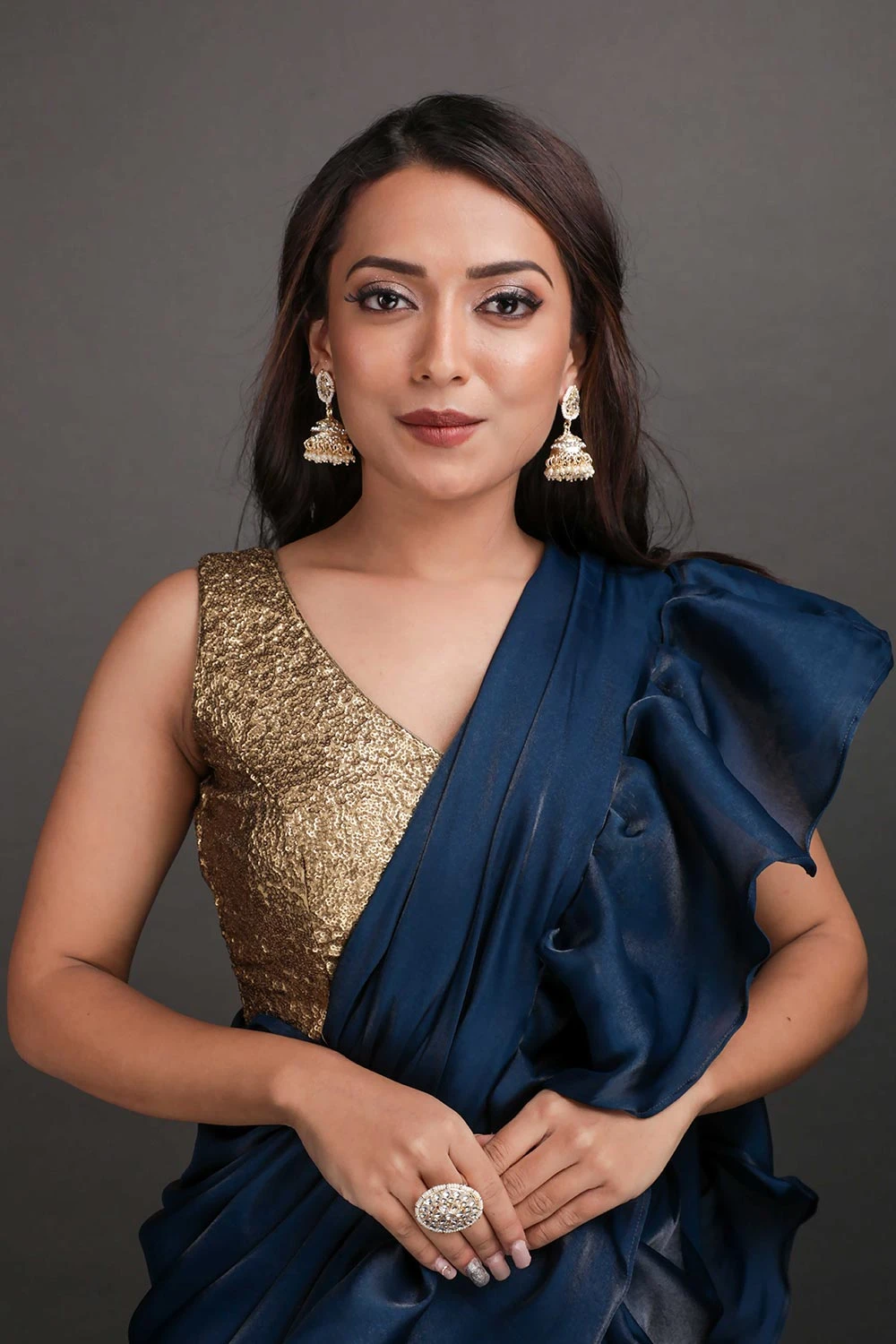 Radha Antique Gold Georgette Sequins Blouse 3 Radha Antique Gold Georgette Sequins Blouse - Image 3