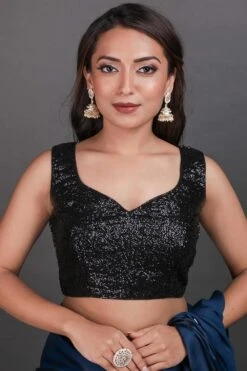 Zena Black Sparkle Sequins Blouse