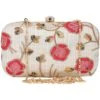 Designer White & Coral Floral Evening Clutch -One Minutesaree Shop ADB654A 1