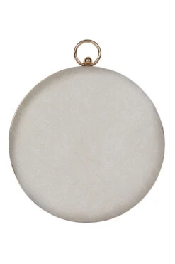 Designer White Round Clutch With Maharaja Beadwork Evening Purse -One Minutesaree Shop ADCL2110A 2