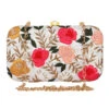 Designer White With Marigold And Coral Pink Floral Embroidery Clutch -One Minutesaree Shop ADCL2153A