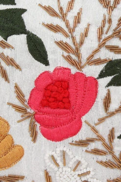 Designer White With Marigold And Coral Pink Floral Embroidery Clutch 11 Designer White With Marigold And Coral Pink Floral Embroidery Clutch -One Minutesaree Shop ADCL2153A 5