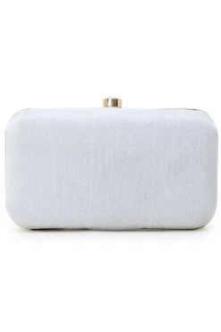 Designer White & Gold Silk Embellished Pearl Work Box Clutch -One Minutesaree Shop ADCL2211A 3