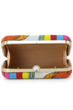 Designer Abstract Beaded Multi-color Clutch -One Minutesaree Shop ADCL2213A 4