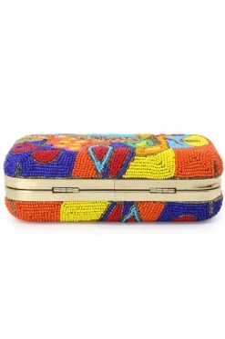 Designer Abstract Beaded Multi-color Clutch -One Minutesaree Shop ADCL2213A 5