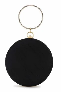Designer Black & Gold Velvet Floral Embroidered Circle Clutch -One Minutesaree Shop ADCL2286A 3