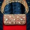 Designer Red &Gold Stone Work Embellished Velvet Purse Clutch -One Minutesaree Shop ADCL2313A 72070857 c4f2 409b 9128 89cbcd071b57
