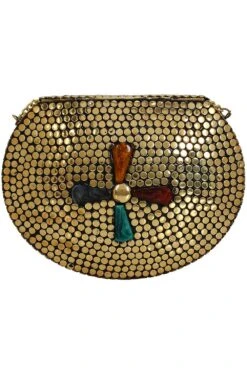Designer Royal Jewels Mosaic Design Metal Work Clutch -One Minutesaree Shop ADCL3005A 3