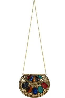Designer Royal Jewels Mosaic Design Metal Work Clutch -One Minutesaree Shop ADCL3005A 4