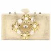 Designer Champagne & Gold Resin Floral Clutch 5 Designer Champagne & Gold Resin Floral Clutch -One Minutesaree Shop ADCL4101A 1