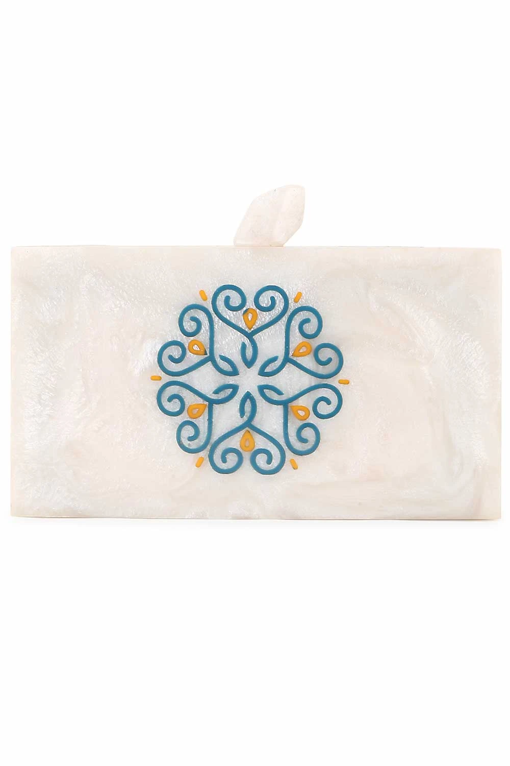 Designer Off-White & Multi-color Resin Mandala Printed Clutch 8 Designer Off-White & Multi-color Resin Mandala Printed Clutch - Image 8