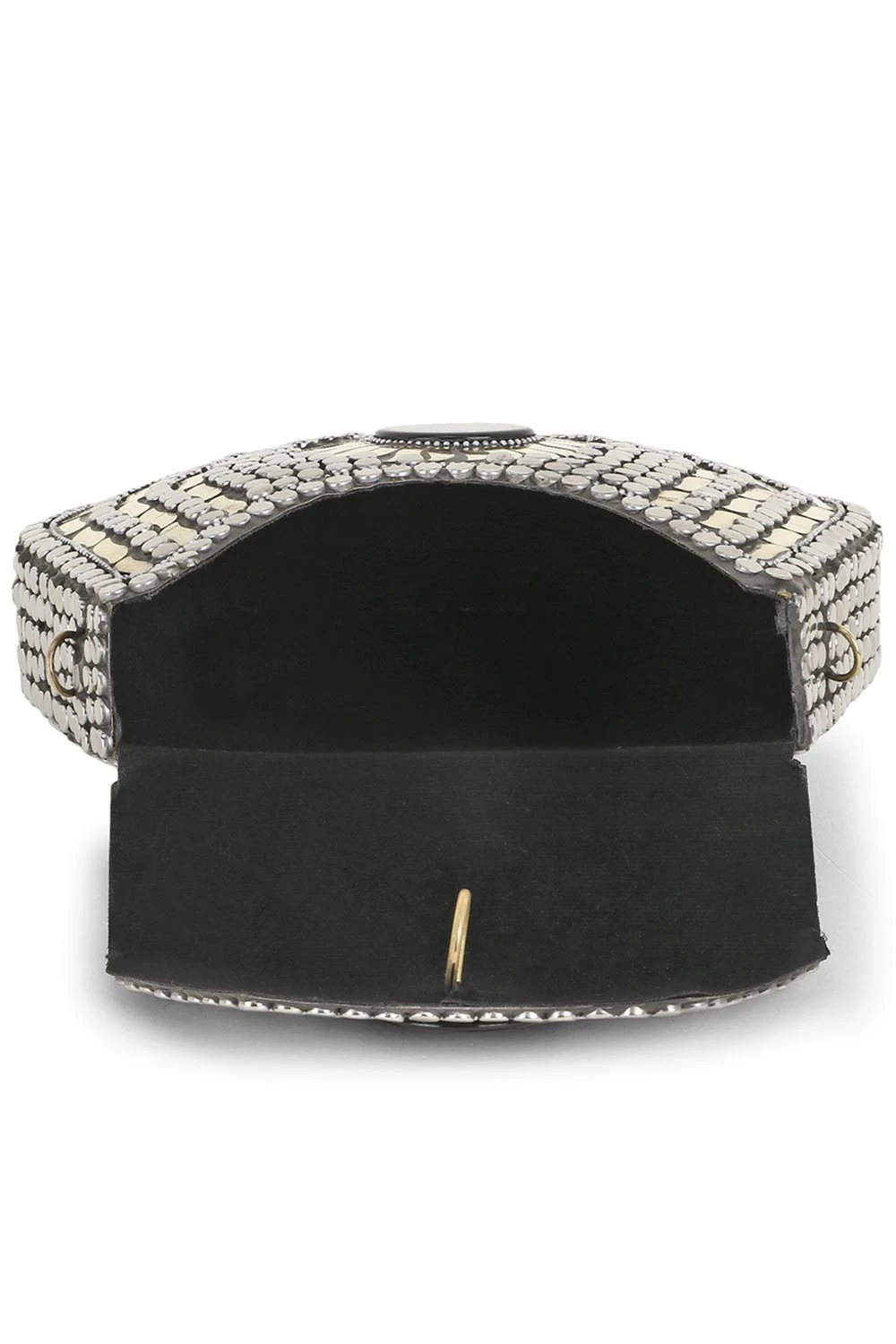 Designer Mosaic Silver & White Metal Floral Mosaic Clutch 4 Designer Mosaic Silver & White Metal Floral Mosaic Clutch - Image 4