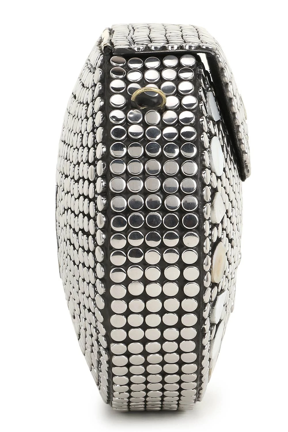 Designer Mosaic Silver & White Metal Floral Mosaic Clutch 5 Designer Mosaic Silver & White Metal Floral Mosaic Clutch - Image 5