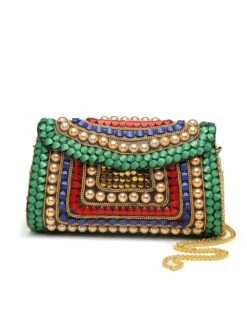 Designer Green & Multi-color Metal Stone Work Purse 11 Designer Green & Multi-color Metal Stone Work Purse -One Minutesaree Shop ADCL5039A 3 9284de53 cd81 4054 a8df ccf1f63a420b