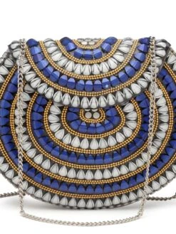 Designer Silver Metal With Blue & White Stone Work Embellished Clutch -One Minutesaree Shop ADCL5040A 7 287c1ff1 2fa3 4d2b b942 4892d7930a8d