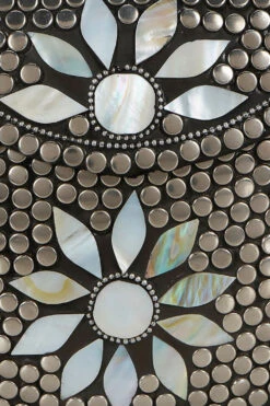 Designer Antique Silver Metalwork Clutch In Sliver & White -One Minutesaree Shop ADCL7004A 5