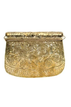Designer Antique Metal Clutch In Gold -One Minutesaree Shop ADCL7011A 2