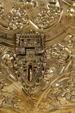 Designer Antique Metal Clutch In Gold -One Minutesaree Shop ADCL7011A 5