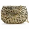 Designer Antique Gold Metal Mosaic Semi-Round Clutch -One Minutesaree Shop ADCL8501A 1