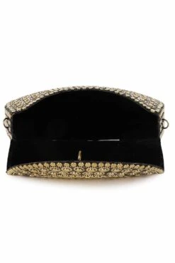 Designer Antique Gold Metal Mosaic Semi-Round Clutch 11 Designer Antique Gold Metal Mosaic Semi-Round Clutch -One Minutesaree Shop ADCL8501A 4
