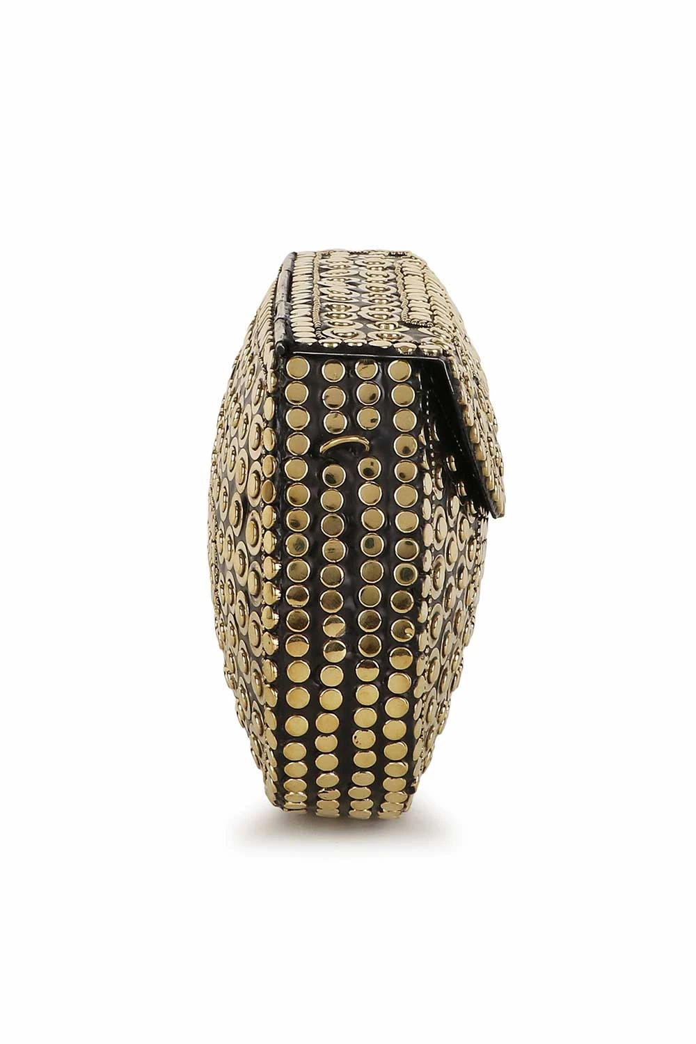 Designer Antique Gold Metal Mosaic Semi-Round Clutch 7 Designer Antique Gold Metal Mosaic Semi-Round Clutch - Image 7