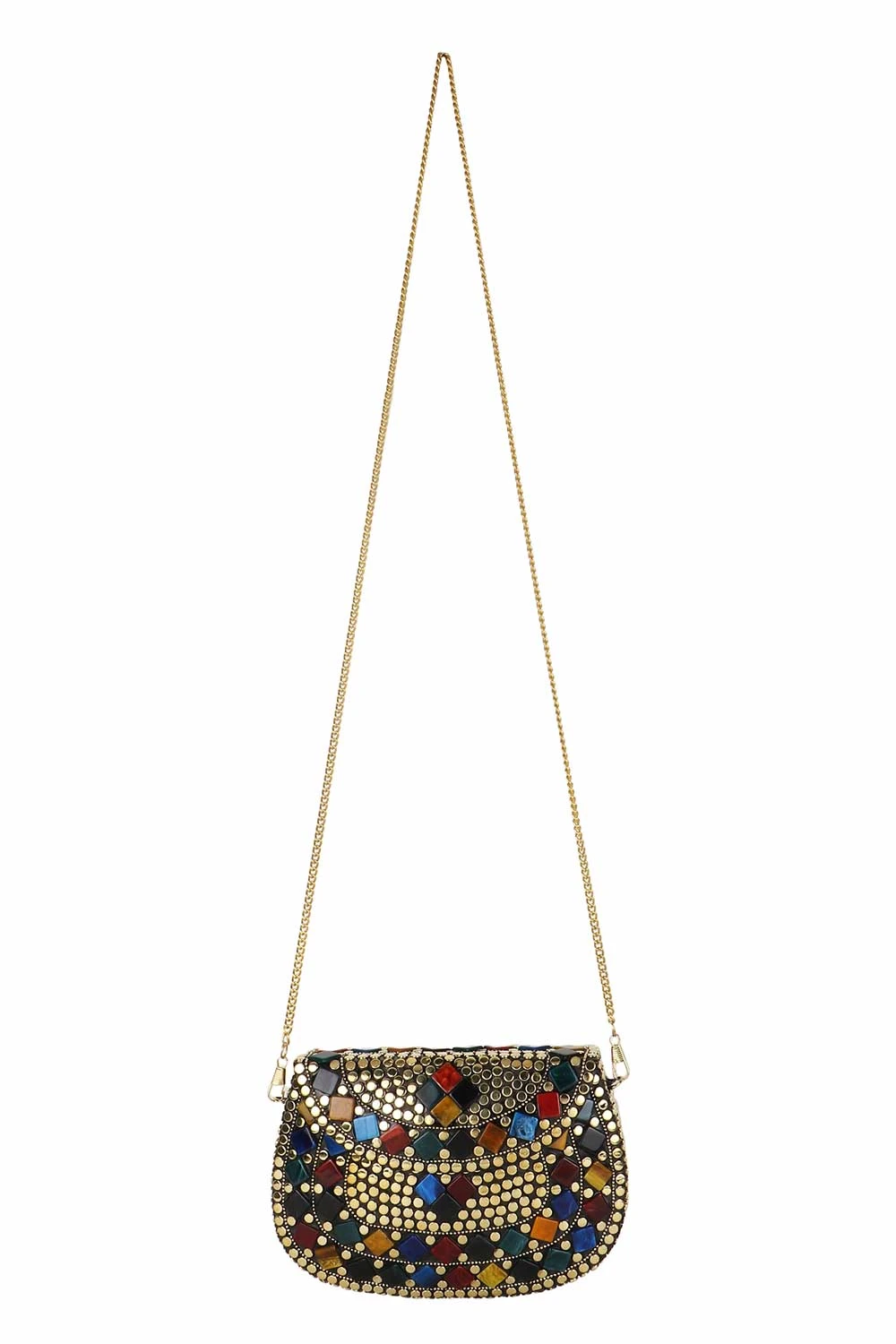 Designer Pharaoh Design Gold & Multi-color Metal Mosaic Clutch 5 Designer Pharaoh Design Gold & Multi-color Metal Mosaic Clutch - Image 5