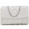 Designer White & Silver Beadwork Clutch -One Minutesaree Shop ADCL9016B 1