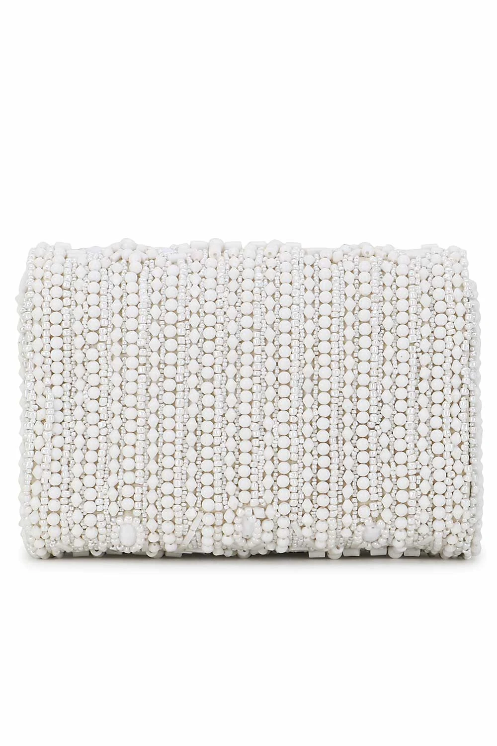 Designer White & Silver Beadwork Clutch 3 Designer White & Silver Beadwork Clutch - Image 3