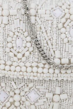 Designer White & Silver Beadwork Clutch 14 Designer White & Silver Beadwork Clutch -One Minutesaree Shop ADCL9016B 6