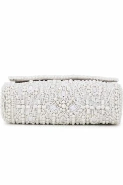 Designer White & Silver Beadwork Clutch 16 Designer White & Silver Beadwork Clutch -One Minutesaree Shop ADCL9016B 8