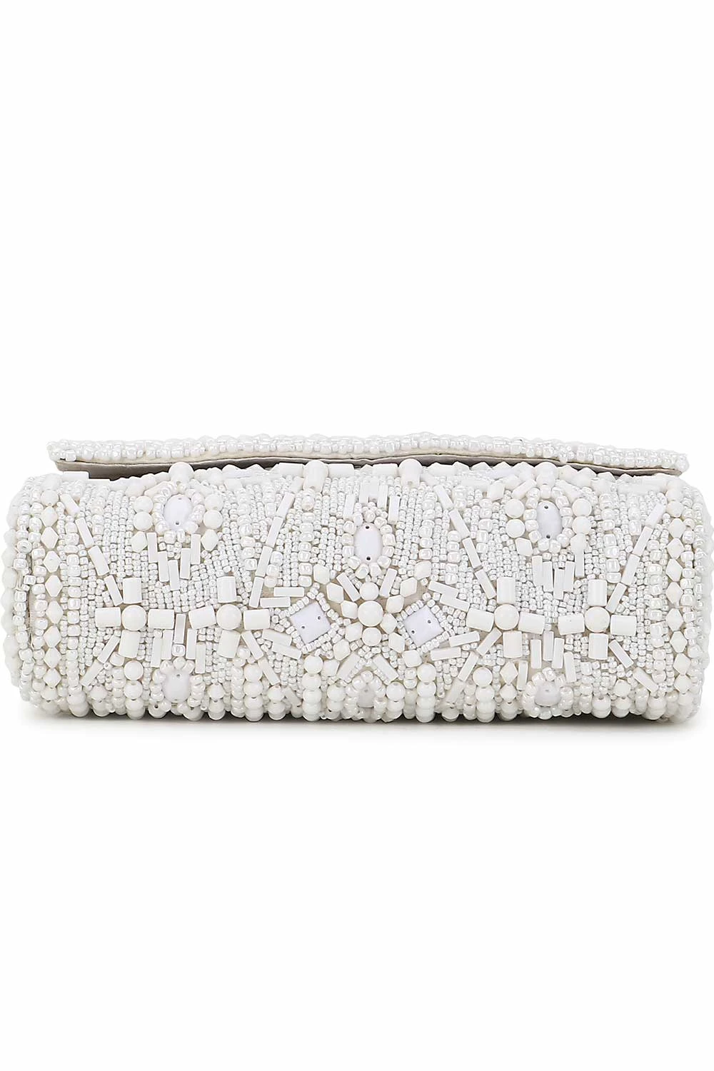 Designer White & Silver Beadwork Clutch 8 Designer White & Silver Beadwork Clutch - Image 8