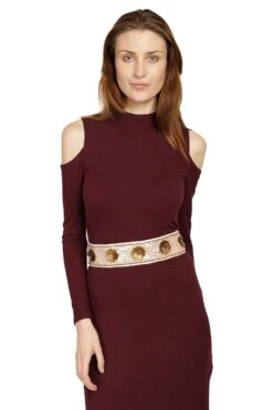 Embellished Saree Belt In Cream & Multi