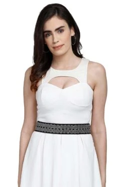 Honeycomb Bead Work Saree Belt In Black & Silver