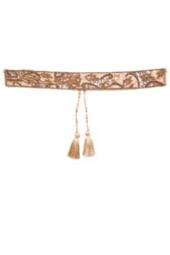 Abstract Sequined Saree Belt In Antique Gold & Multi