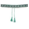 Geometric Bead Work Saree Waist Belt In Turquoise & Silver