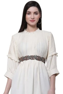 Botanical Sequins Cut Work Saree Belt In Black & Silver & Rust