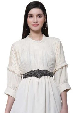 Ethnic Motifs Bead Cut Work Saree Belt In Black & Silver -One Minutesaree Shop ADKB2006A