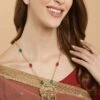 Roshni Red & Green Gold-Plated Kundan With Pearls Haar Necklace -One Minutesaree Shop DGNH22048 1
