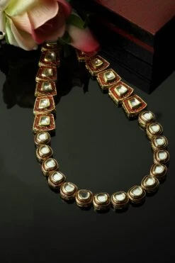 Camran Red & Gold Kundan With Pearl And Ruby Necklace