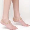 Katalia Gold & White Gold-Plated Kundan And Pearl Anklet Ghungaroo -One Minutesaree Shop DGOF22002 1