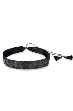 Lara Black Floral Sequins Tie Belt For Saree & Dresses -One Minutesaree Shop DSC04732 128c4058 8edc 44eb bf31 8682d9ec77d7