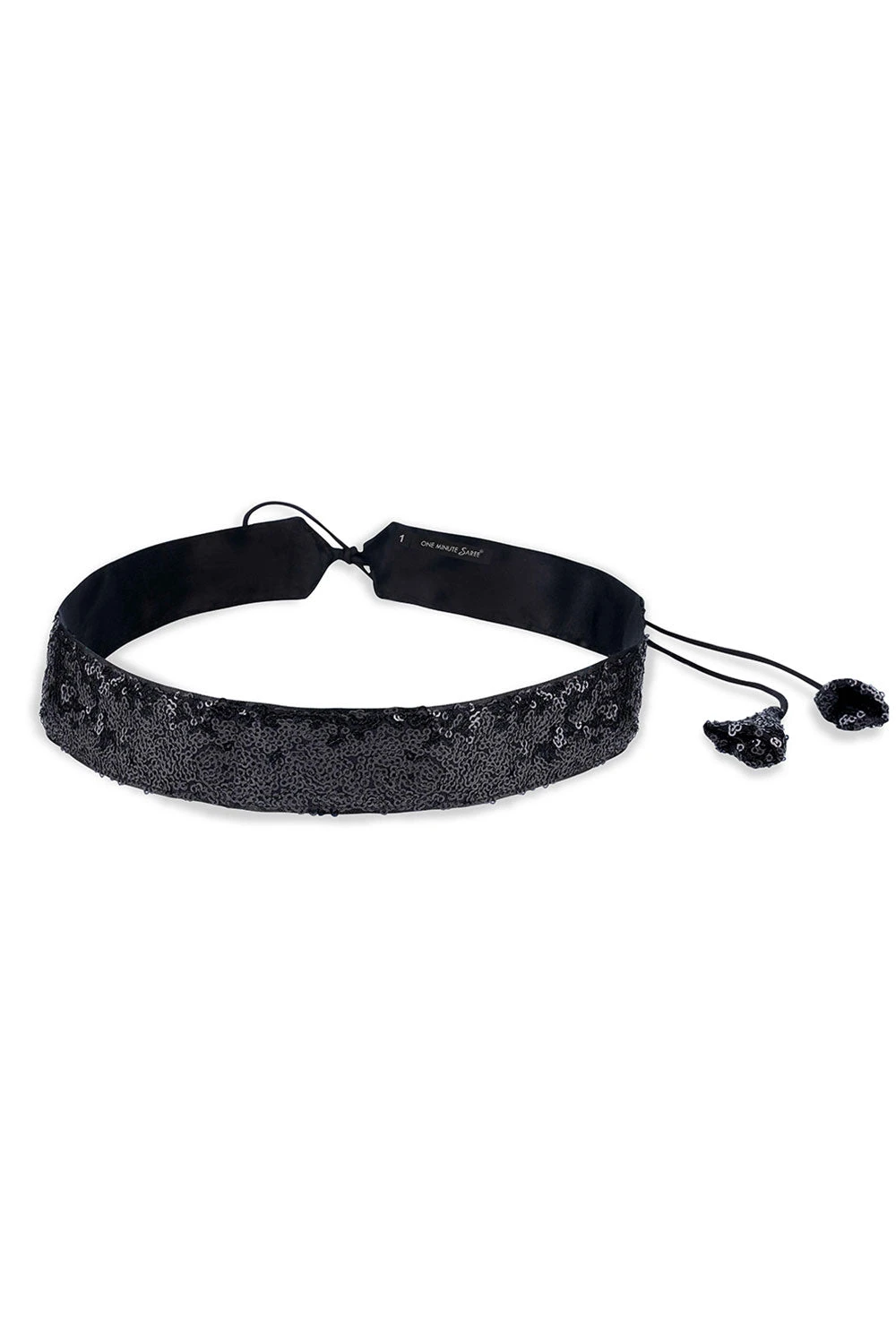 Taara Black Shimmer Sequins Tie Belt For Saree & Dresses 2 Taara Black Shimmer Sequins Tie Belt For Saree & Dresses - Image 2