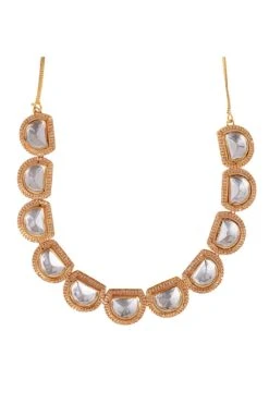 Lina Gold Toned Kundan Polki Necklace Set -One Minutesaree Shop FEMUR013 6