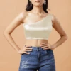 Giana Cream One Shoulder Satin Comfort Stretch™ Blouse -One Minutesaree Shop Giana Off White One Shoulder Satin Stretch Blouse 1