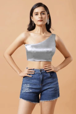 Giana Sliver One Shoulder Satin Comfort Stretchâ„¢ Blouse