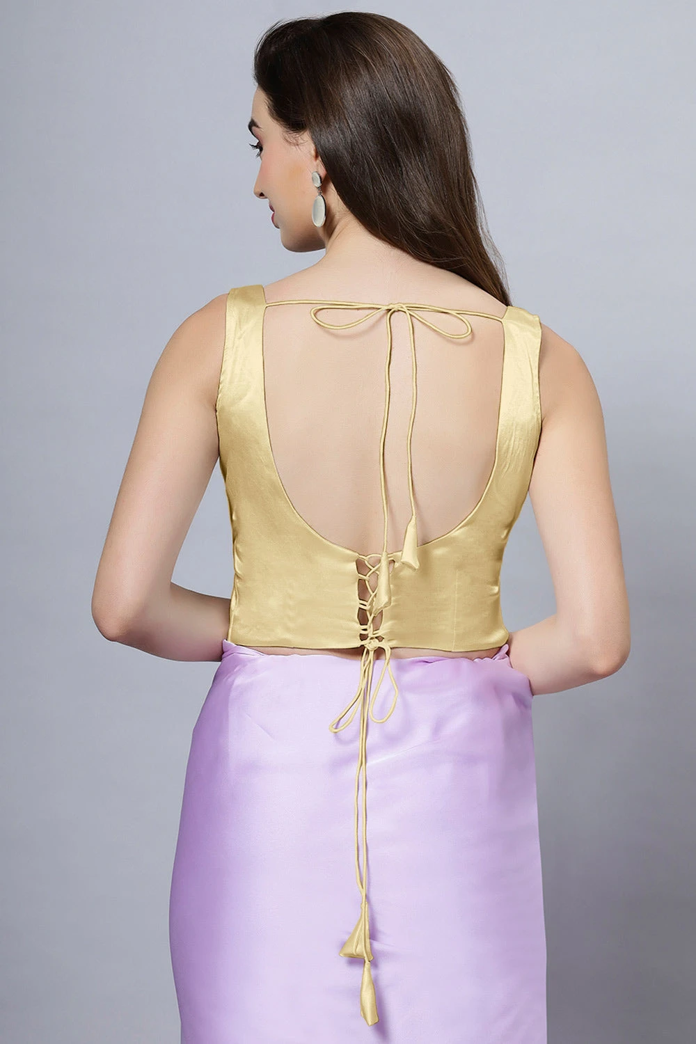 Reema Gold Satin Comfort Stretch™ Deep U Adjustable Tie Back Blouse 2 Reema Gold Satin Comfort Stretch™ Deep U Adjustable Tie Back Blouse - Image 2